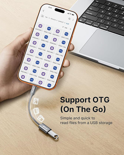 JSAUX USB C to USB 3.0 Adapter [2 Pack], USB C Male to USB Female OTG Cable Adapter Compatible with MacBook Pro/Air, iPhone 17 Pro Max/iPhone Air/16e/16/15 Series, Samsung Galaxy S25/S24/S23