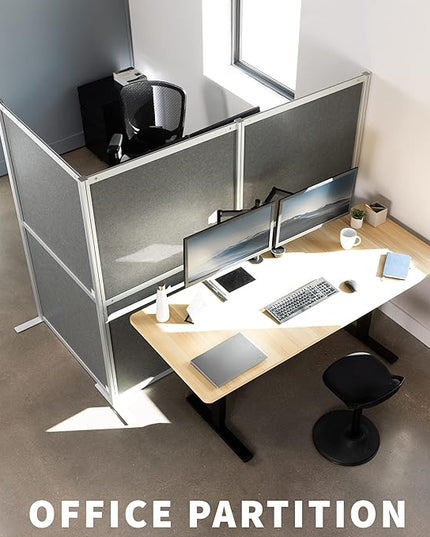 VIVO L-Shape Modular Corner Wall System, 3 Panels, Modern Professional Office Cubicle Dividers, Freestanding Privacy Screen, 66 inches High, Dark Gray, PP-MWS63D-L
