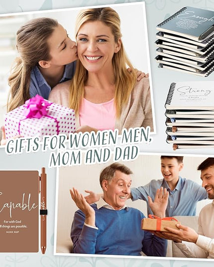Kosiz Inspirational Valentines Christian Gifts Bulk A6 Notebook Prayer Journal with Pens Spiral Journal Religious Gift for Women Men Church Bible Study Group Teacher Coworker(24 Sets,Boho Color)