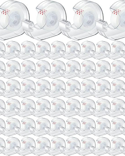 Yahenda 64 Pcs Invisible Tape and Refillable Dispensers Bulk 0.7 x 985 Inches Transparent Tape Refills Desk Dispenser for Office Home School