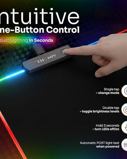 RGB Mouse Pad 35.4×15.7 Inches – Extended LED Mouse Pad with 14 Lighting Modes, Gaming Desk Mat, PC Gaming Accessories, Large Keyboard Pad with Non-Slip Rubber Base.