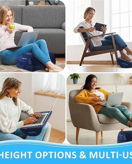 StepLively Foot Rest for Under Desk at Work, Comfortable Foot Stool with 2 Adjustable Heights, Footrest with Washable Cover, for Back & Hip Pain Relief, Suitable for Office, Home and Car (Blue)