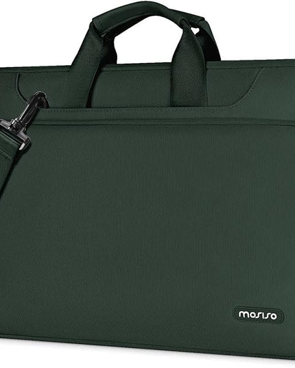 MOSISO 360 Protective Laptop Shoulder Bag Compatible with MacBook Air 13 inch M4 M3 M2 M1 2025-2018/Pro M2 M1 2025-2016,Matching Color Sleeve with Belt,Emerald Green