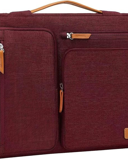 MOSISO 360 Protective Laptop Case 13.3 inch, 13-13.3 inch Laptop Sleeve Compatible with MacBook Air/Pro 13 / Pro 14,HP Dell Acer ASUS,Side Open Carrying Case with 4 Zipper Pockets&Handle, Wine Red