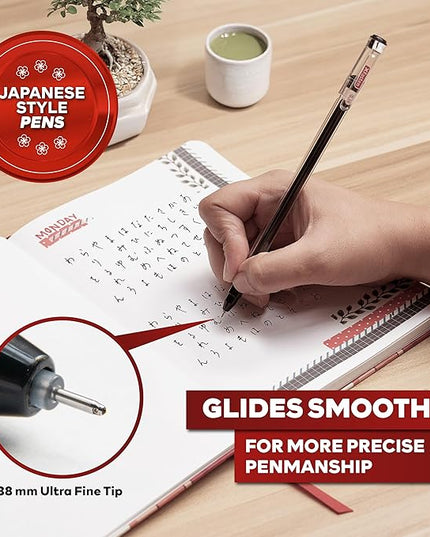 XFasten 0.38mm Gel Pens 72-Pack Japanese-Style Extra-Fine Black Gel Ink Ballpoint, Smooth Ink Flow, Smudge-Free, Quick-Drying, No Smear for Journaling, Note-Taking, Office, and School
