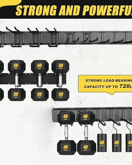64'' Garage Tool Organizer Wall Mount, 18 PCS Adjustable Garden Tool Hanger Rack, Garage Hooks Heavy Duty, Shovel Holder Wall Mount, Storage Hooks for Hanging in Garage