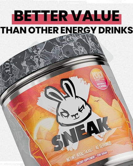 SNEAK Energy Drink Powder | Peach Iced Tea | No Sugar. No Nasties. Just Natural Caffeine, Focus-Boosting Nootropics | 40 Servings