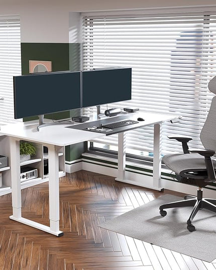 SANODESK 4-Leg Standing Desk, Electric Height Adjustable Desk with Memory Presets for Home Office, Stand up Desk Computer Workstation, 71x32 Inches White