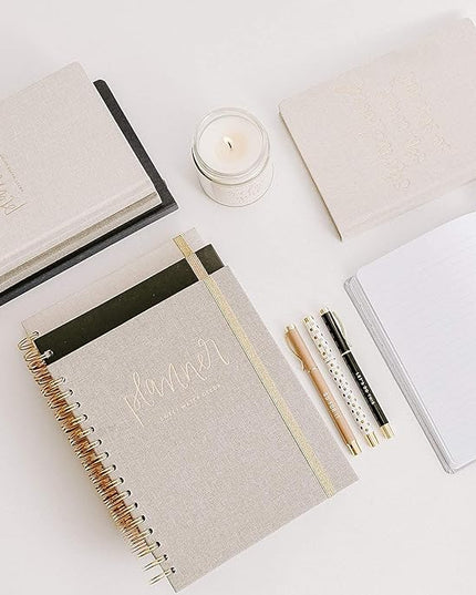 Sweet Water Decor Cute Motivational Lined Composition Notebook for Women, 100 Ruled Pages for Writing, Diary with Fabric Inspirational Cover (Tan She Believed She Could)