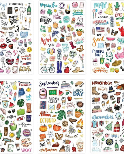 bloom daily planners Holiday Seasonal Planner Sticker Sheets - Vintage Seasonal Sticker Pack - Removable & Repositionable - Over 310 Stickers Per Pack!