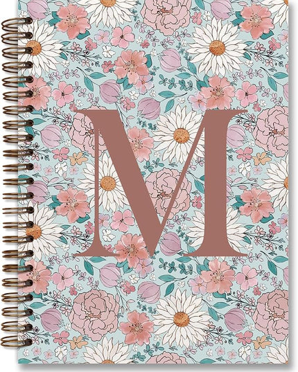 Vintage Floral Personalized Notebook, Initial Letter M Notebook Journal ,Vintage Flower Notebook for Work School Office Supplies,,Monogrammed Notebook for Women Teen Girl,Back to School Supplies 5.5 x 8.3