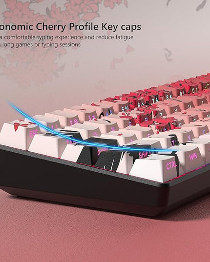 Rainy Japanese Anime Keycaps Shine Throgu Key Caps,Cherry Keycaps130 Keys PBT Dye Sublimation Custom Keycaps Set for Mechanical Keyboard 61/64/75/84/87/104/108 Layout with Key Puller (Red)