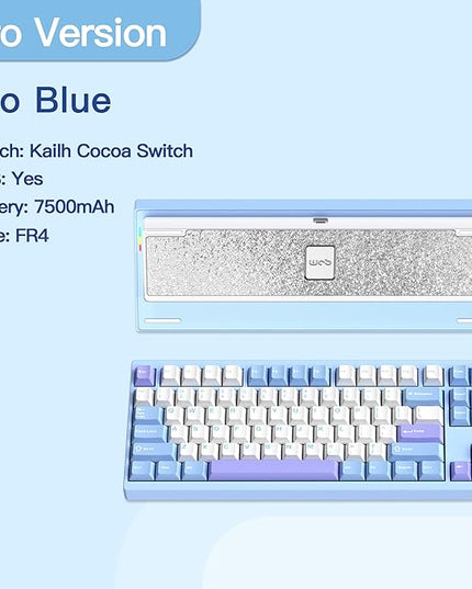 KEEBMONKEY WOBKEY Crush 80 Reboot CNC Aluminum 5-Second Quick-Release Triple-Mode Connectivity Mechanical Keyboard with Superior Acoustics (Pro Blue)