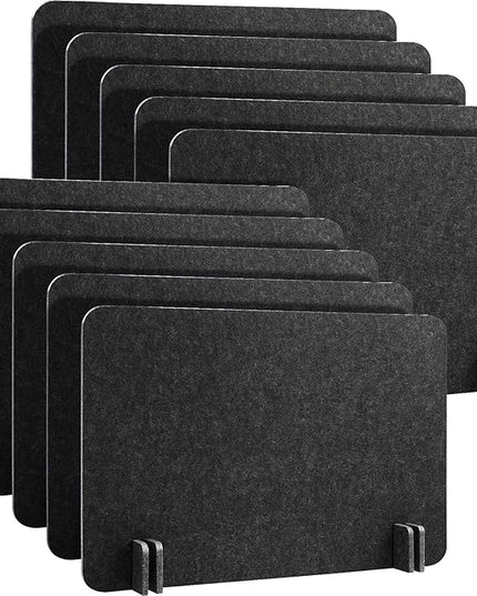 Fabbay 10 Pcs Acoustic Freestanding Desk Divider Desk Partition 16 x 24 Inch Table Freestanding Up Privacy Panel Visual Distraction and Noise Reducing for Office Furniture Classroom (Black Gray)
