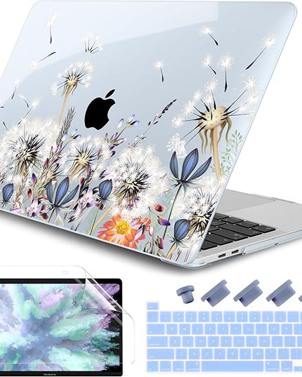 DONGKE Compatible with MacBook Pro 13 inch Case 2024 2023-2020 Release A2338 M2/M1 A2251 A2289 with Retina Display & Touch ID, Plastic Hard Shell & Keyboard Cover & Screen Film - Dandelion