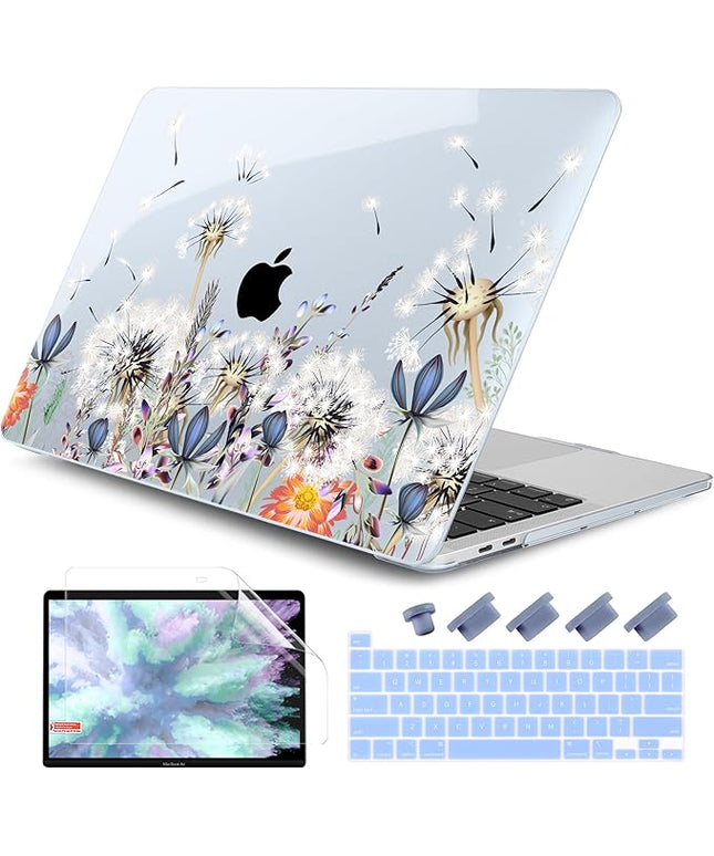 DONGKE Compatible with MacBook Pro 13 inch Case 2024 2023-2020 Release A2338 M2/M1 A2251 A2289 with Retina Display & Touch ID, Plastic Hard Shell & Keyboard Cover & Screen Film - Dandelion