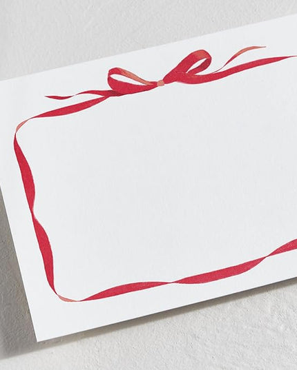 Minted Bow Stationery Cards, 10 Count, Blank Cards and Envelopes For Thank You Notes, Holiday Greeting, Invitations & Handwritten Messages, Note Cards & Stationery Set, Gifts for Women, Red Bow Theme