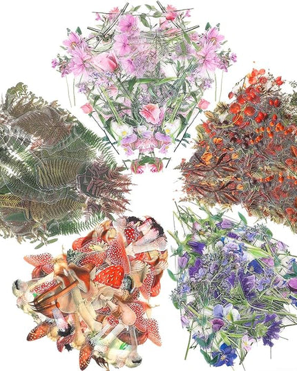 pengxiaomei 200 Pcs Floral Scrapbooking Vintage Stickers, Self-Adhesive Flowers Stickers for Journaling Card Making Scrapbook Style Wall Notebook Letters Window DIY (Mixed Style) Assorted, Multicolor
