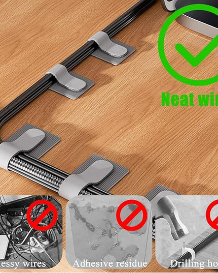 80PCS Hook and Loop Cable Ties, Hook and Loop Cable Straps, Under Desk Cable Management, Adhesive Cable Clips, Sticky-Back Cord Organizer for Desk, Household & Office Organization (Black+White)