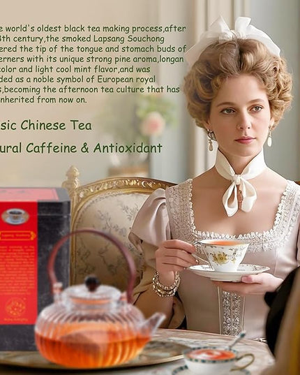 Xiangsou Moistening Tea,Lapsang Souchong Tea,Chinese Classical Smoked Black Tea with 30 Tea Bags,Strong Flower Fragrance With a Smoky Taste