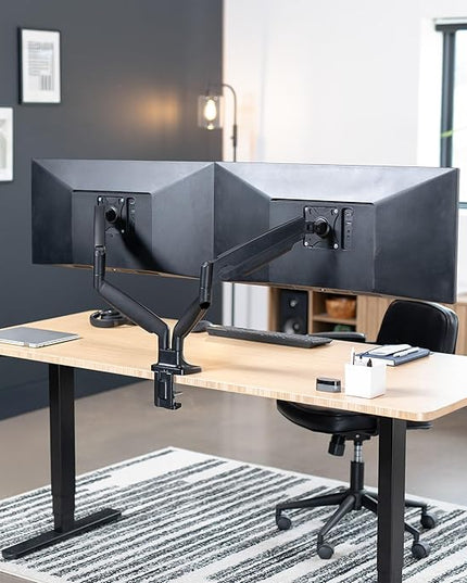 VIVO Premium Aluminum Heavy Duty Dual Monitor Arm for Ultrawide Monitors up to 40 inches and 30 lbs Each, Desk Mount Stand, Pneumatic Height, Max VESA 100x100, Black, STAND-V220Q