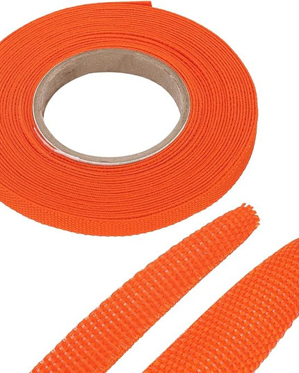 MECCANIXITY Braided Cable Sleeves Heat Shrinkable Fabric Sleeving, 1/4" 26ft Orange 2:1 Ratio Heat Shrinkable Cord Protector for Harness Cable, Network Cable Protection, Cable Management