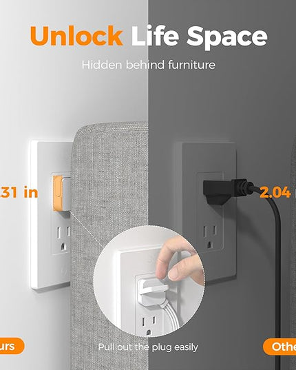 Surge Protector Power Strip, TESSAN Ring Pull Flat Plug Extension Cord 10 Ft with 3 USB (1 USB C) 4 Outlets, 900 Joules Protection, Desktop Charging Station for Home, Office, College, Dorm Room, Gray