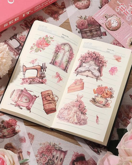 Auguro Vintage Ephemera Sticker 24 Sheets precut 300 washi Stickers Paper People Journal Stickers for Adults Junk journaling Sticker Book Scrapbooking Supplies