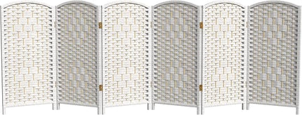 Red Lantern 3 ft. Short Diamond Weave Fiber Folding Screen - White - 6 Panel