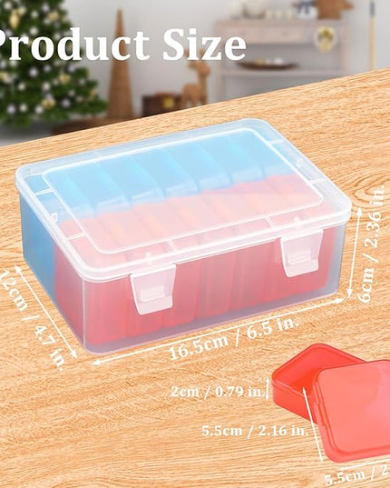 Mathtoxyz Small Bead Organizers(Red, Blue), 30 Pieces Plastic Storage Cases Mini Clear Bead Storage Containers Transparent Boxes with Hinged Lid and Rectangle Clear Craft Supply Case