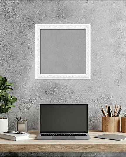 Amanti Art White Framed Magnetic Board 14x14 X-Small Vision Board for use with Magnets, 100% Metal Sheet to Display Items as Office Decor or for Home Organization in mudroom, Kitchen or Kids Room