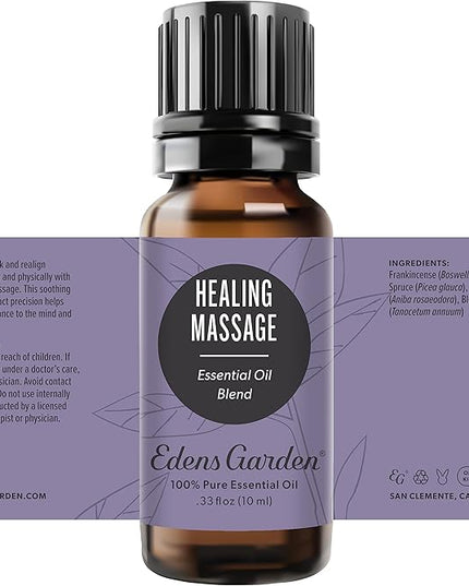 Edens Garden Healing Massage Essential Oil Blend- 100% Pure Premium Grade, Undiluted, Natural, Therapeutic, Aromatherapy, The Best for Diffusing, Skin, Face, Kid Safe 10 ml (.33 fl oz)