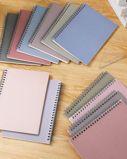 Fuutreo 12 Pcs Spiral Notebook for Work A5 8.3 x 5.7 Inch College Ruled Spiral Journal Notebook Kraft Cover Ruled Paper, 12 Color, 60 Sheets, 120 Pages for Office School(Taro Color)