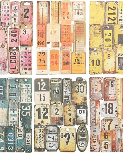 AuriicLeaf Vintage Numbered Tags Sticker Set, 150PCS Retro Cardstock Stickers for Scrapbooking, Journaling, DIY Crafts, and Art Supplies