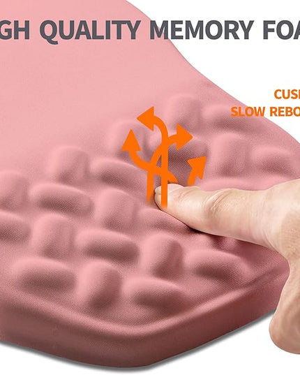 Ergonomic Slope Mouse Pad Wrist Support, Wrist Rest Mousepad for Carpal Tunnel Pain Relief with Massage Bulge and Slow Rebound Memory Foam (12x8 inch, Pink)