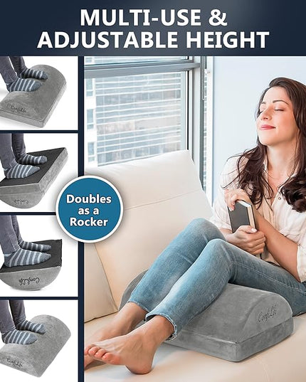 ComfiLife Foot Rest for Under Desk at Work – Adjustable Height Memory Foam Foot Stool for Under Desk, Office Chair & Gaming Chair – Ergonomic Footrest for Back & Hip Pain Relief (Gray)