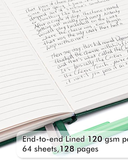 feela 3 Pack Notebooks Journals Bulk with 3 Black Pens, A5 Hardcover Notebook Classic Ruled Lined Journal Set with Pen Holder for Work Business Journaling Note Taking, 120 GSM, 5.1”x8.3”, Dark Green