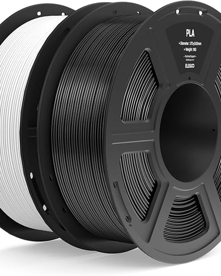 ELEGOO PLA Filament 1.75mm Black & White 2KG, 3D Printer Filament Dimensional Accuracy +/- 0.02mm, 2pcs 1kg Spool(2.2lbs) Fit Most FDM 3D Printers