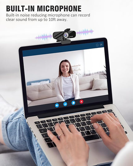 Tewiky 1080P Webcam with Microphone and Rotatable Tripod Wide Angle Camera for Desktop PC or Laptop Computer,Plug and Play, for Zoom/Skype/Teams, Conferencing and Video Calling