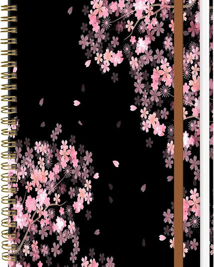 Spiral Journal Notebook for Women, Hardcover A5 College Ruled Notebook, 60 Sheet, Thick Paper, Cute Lined Journal for School, Office & Work, 6 x 8.4 in(Cherry Blossoms Spring)