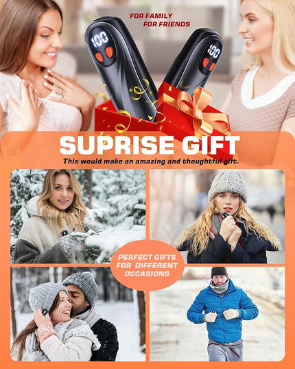 Hand Warmers Rechargeable 2 Pack, 6000mAh Electric Hand Warmers, 5-Level Heating with Battery Display, Reusable Portable Pocket Heater, Gifts for Christmas, Outdoor, Golf, Travel, Hunting, Camping