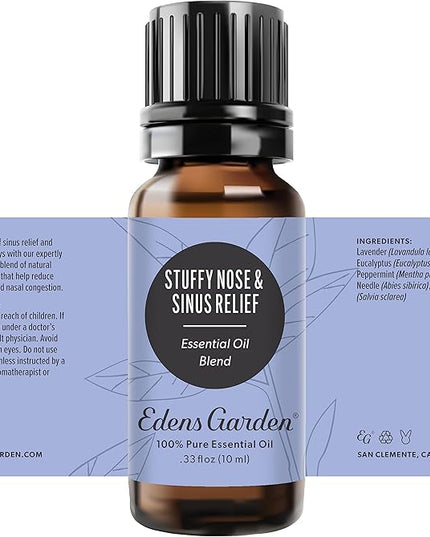 Edens Garden Stuffy Nose & Sinus Relief Essential Oil Blend- 100% Pure Premium Grade, Undiluted, Natural, Therapeutic, Aromatherapy, The Best for Diffusing, Skin, Face, Humidifiers 10 ml (.33 fl oz)