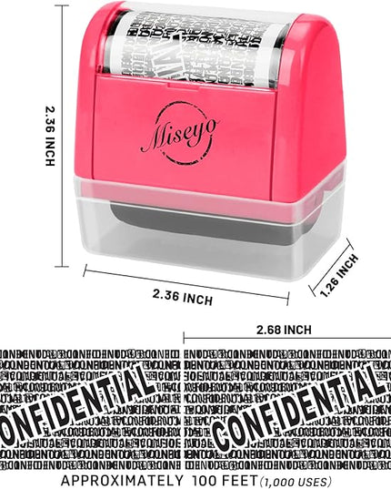 Miseyo Identity Theft Protection Roller Stamp Set - Peach (6 Refill Ink Incleded)