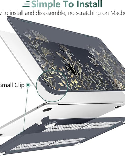 DONGKE for M4 MacBook Air 13.6 Inch Case 2025 2024 2023 2022 Model A3240 A3113 A2681 M3 M2 Chip, Plastic Hard Shell Case Cover with Touch ID for MacBook Air 13 Inch M4 - Floral Blooming