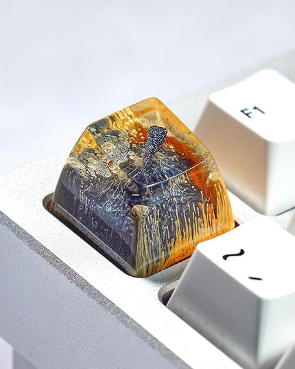 Whale Shark Keycap Orange Dark Ocean Artisan Keycap R1 SA Profile Custom Sea Creatures Keycaps 1U ESC Handmade Gaming Resin Key Cap Cherry MX Switch Compatible Mechanical Keyboard Ocean Lover Gift