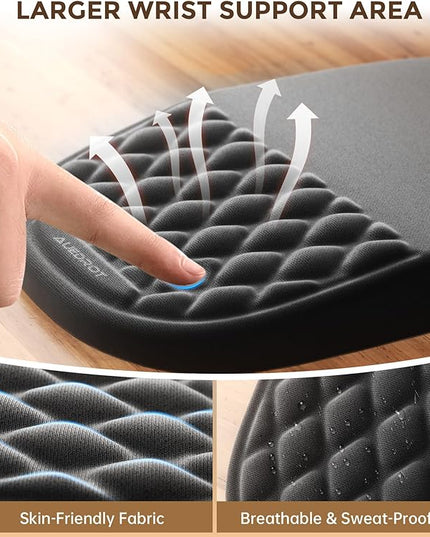 AUEDROT Ergonomic Mouse Pad with Wrist Rest 2 in 1 Mousepad with Wrist Support, Memory Foam Desk Mouse Mat with Massage Nubs & Gel PU Non-Slip Base, Suitable for Office & Gaming, As a Gift, Black