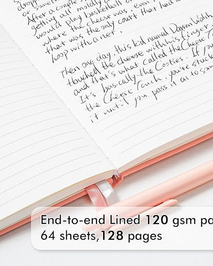 feela 3 Pack Hardcover Notebook For Women, Classic Ruled Lined Journal Set School Business Supplies, with 3 Black Pens, 120 GSM, 5.1”x8.3”, A5, Pastel Colors, Light Yellow, Light Pink, Pale Orange