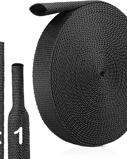 2:1Heat Shrink Wire Loom Braided Cable Sleeves,Heat Resistant Fabric Woven Shrink Tubing Wiring Harness for Protection Automotive,Harness Cable,Cable Management (3/8"-25ft)
