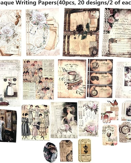 Esweny 100 PCS Vintage Ephemera Pack Journaling Scrapbooking Supplies Scrapbook Sticker Paper Kit for Junk Journal Planners Collage Craft Notebooks Decoupage Album (Retro)