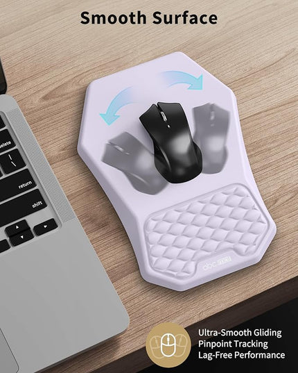 Ergonomic Mouse Pad and Keyboard Wrist Rest Support Set, Massage Design Mousepad for Carpal Tunnel Pain Relief, Memory Foam, Non-Slip PU Base for Computer Desk, Purple